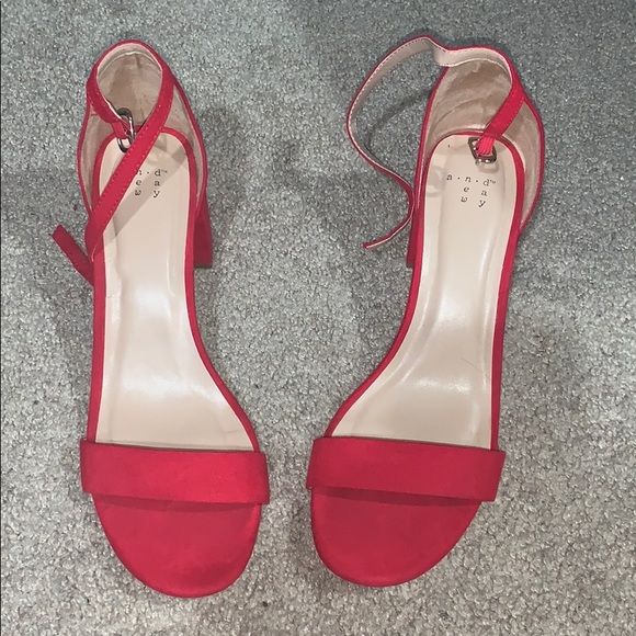 2 inch red block heels